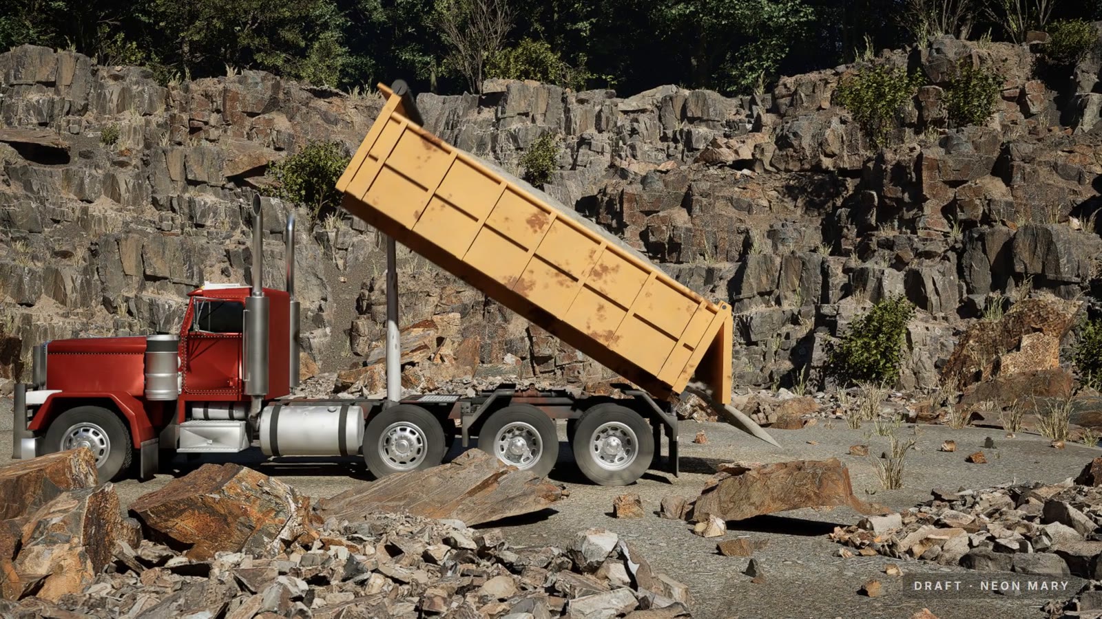 The quarry: tipping a load of gravel